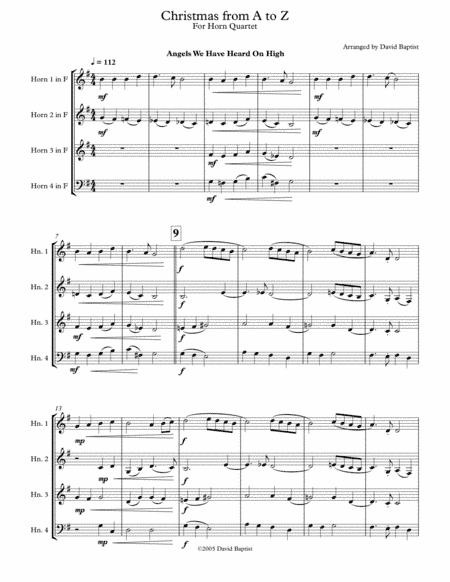 Christmas from A to Z (almost) for Horn Quartet (arr. David Baptist)