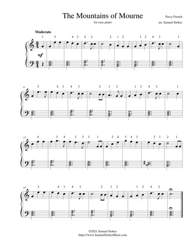 The Mountains of Mourne - for easy piano (arr. Samuel Stokes)