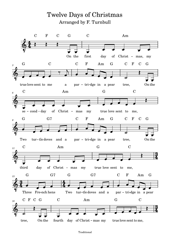 Twelve Days of Christmas (arr. F. Turnbull)