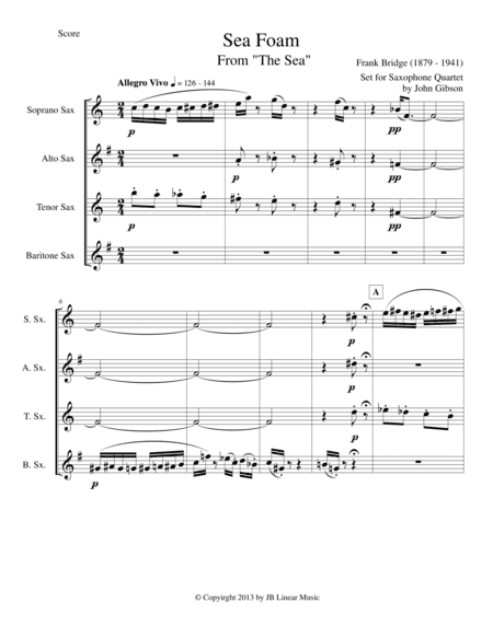 Frank Bridge - Sea-Foam set for sax quartet (arr. John Gibson)