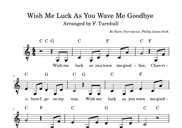 Wish Me Luck As You Wave Me Goodbye (arr. F. Turnbull)