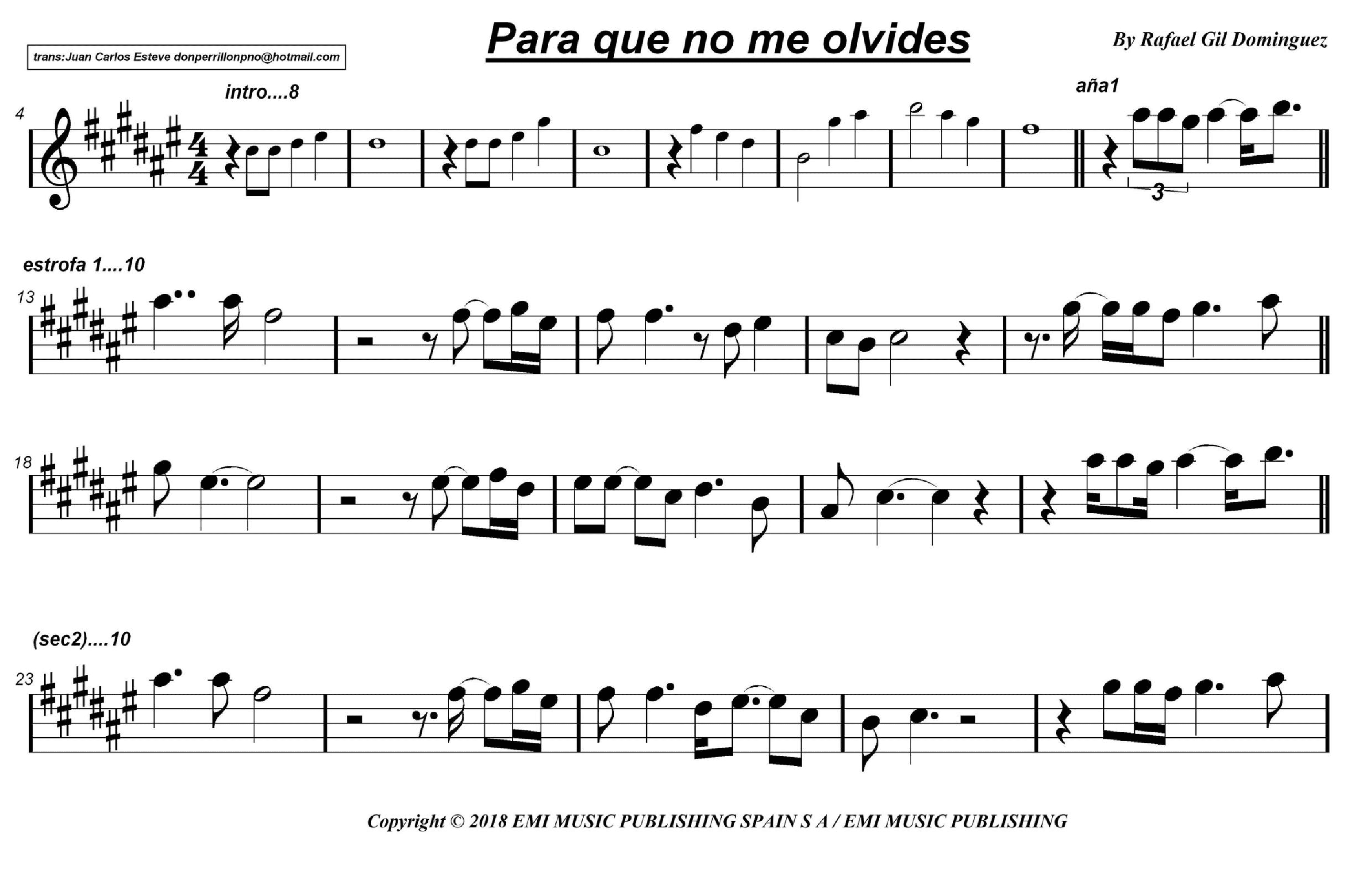 Para Que No Me Olvides (arr. juan carlos esteve / Gran Coda)