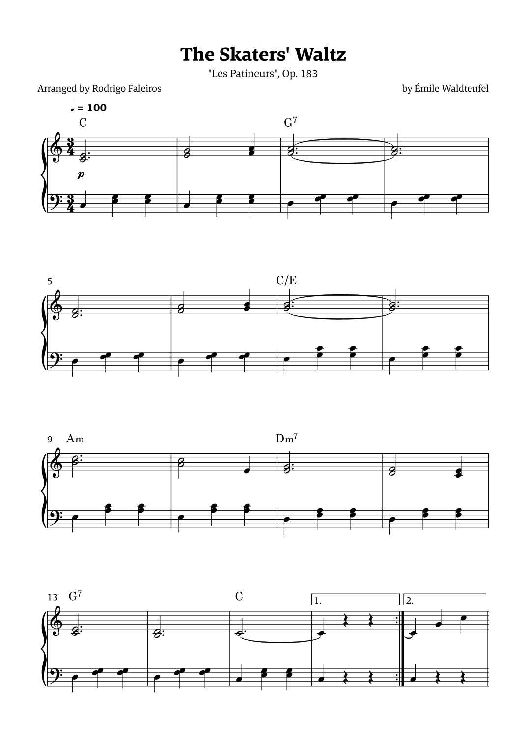 The Skaters Waltz (for beginners - with chords) (arr. Rodrigo Faleiros)