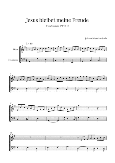 Bach - Jesus bleibet meine Freude for Oboe and Trombone (arr. Cadenza Editions)