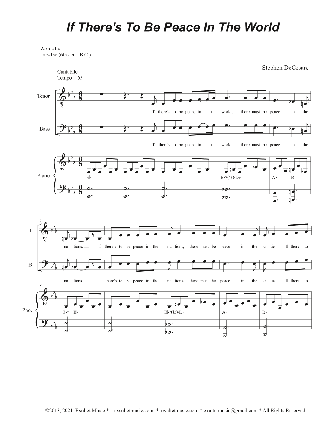 If There's To Be Peace In The World (SATB - Alternate)