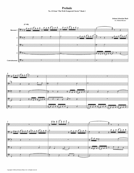 Prelude 23 from Well-Tempered Clavier, Book 1 (Bassoon Quintet) (arr. Richard Byrnes)