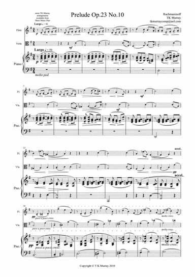 Rachmaninoff - Prelude Op23 No10 - Flute, Viola & Piano (arr. Tim TK Murray)