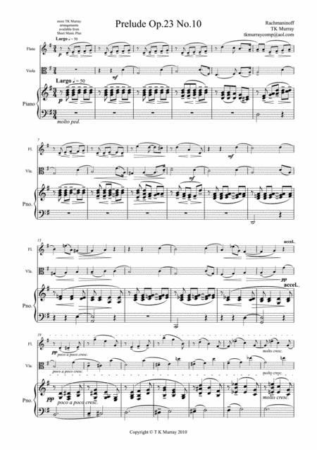 Rachmaninoff - Prelude Op23 No10 - Flute, Viola & Piano (arr. Tim TK Murray)
