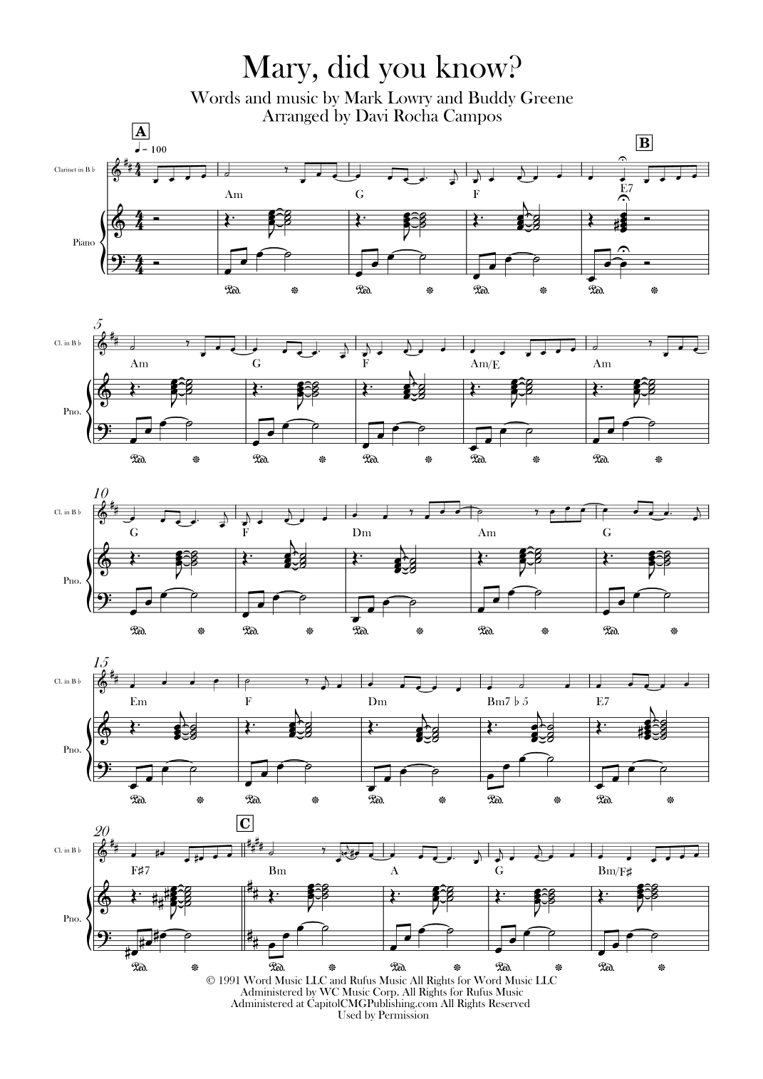 Mary, Did You Know? (arr. Davi Rocha Campos)
