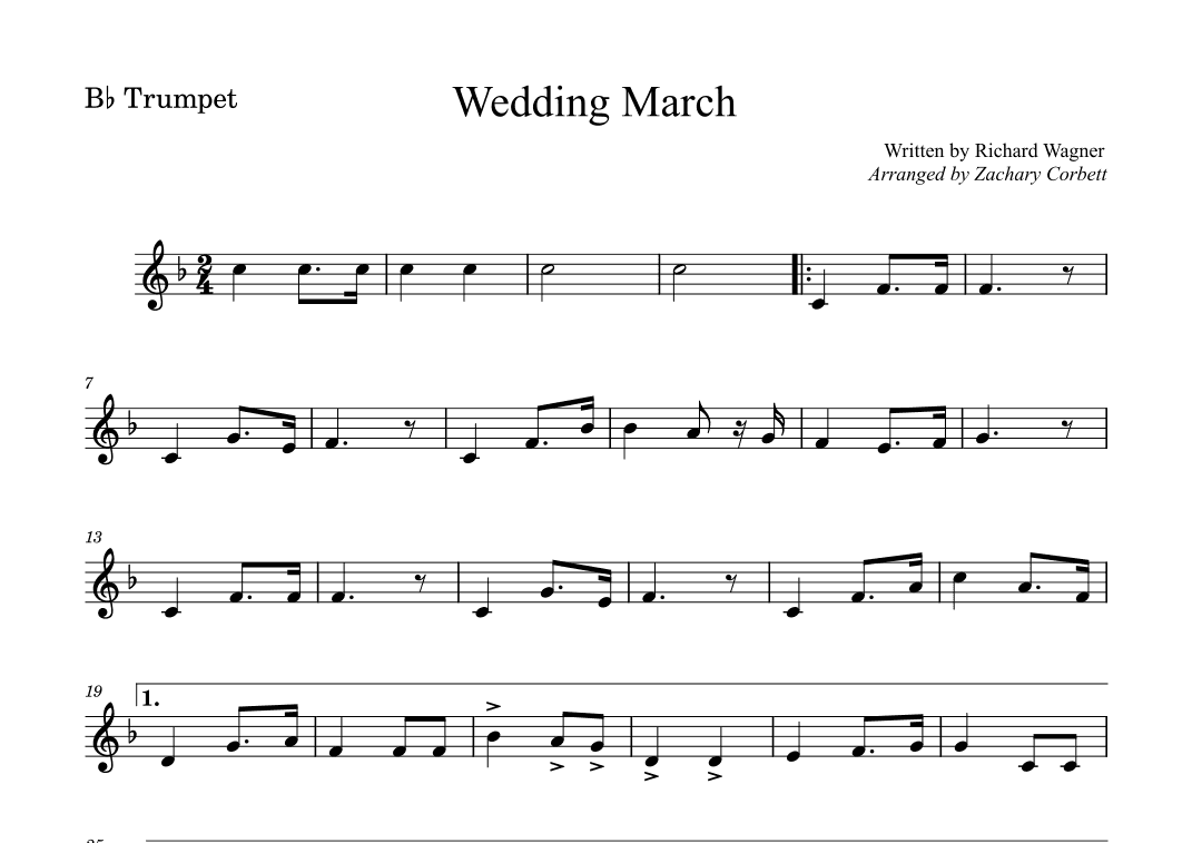 Wedding March (arr. Zachary Corbett)
