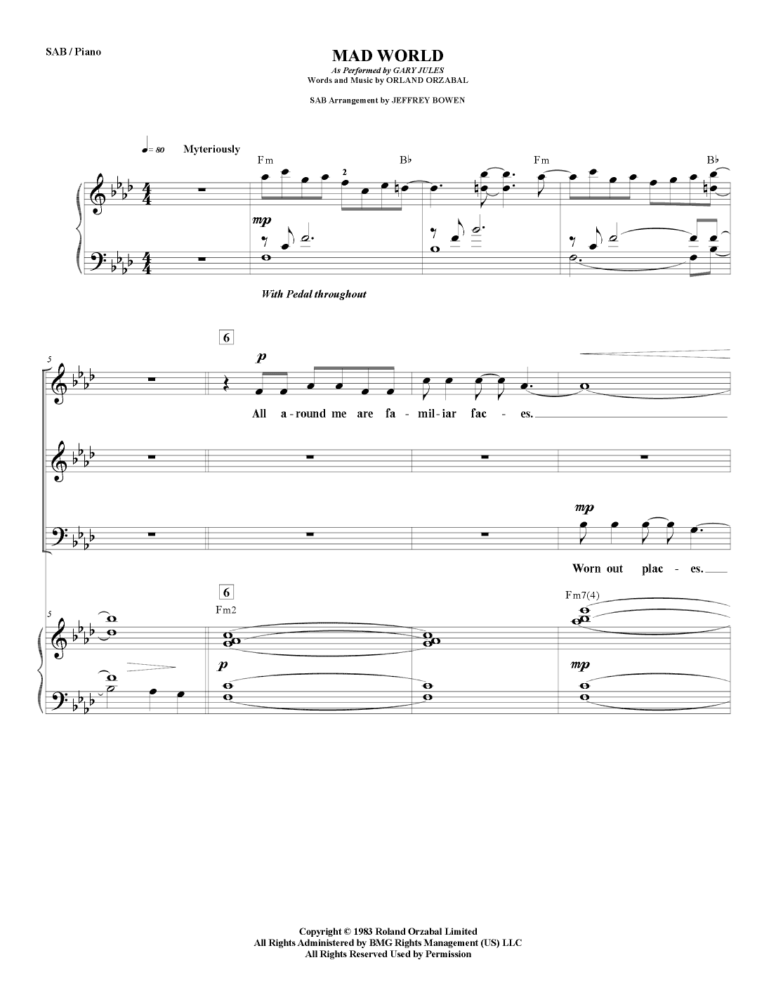 Mad World (arr. Jeffrey Bowen)