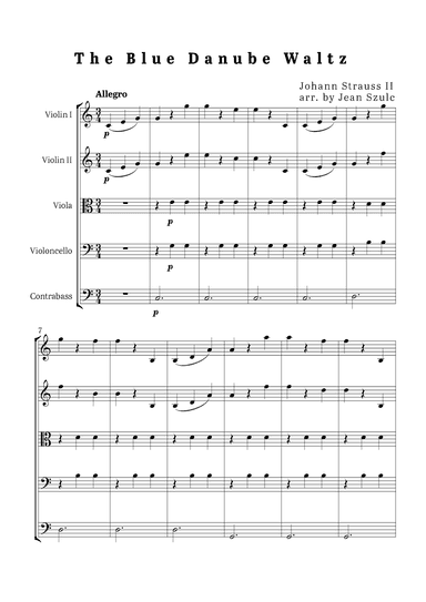 The Blue Danube Waltz - String Quintet (arr. Jean Szulc)