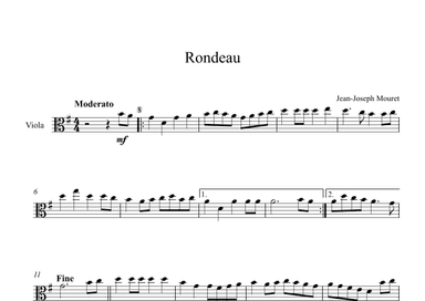 Rondeau - Jean-Joseph Mouret (Viola) (arr. Digital Book Music)