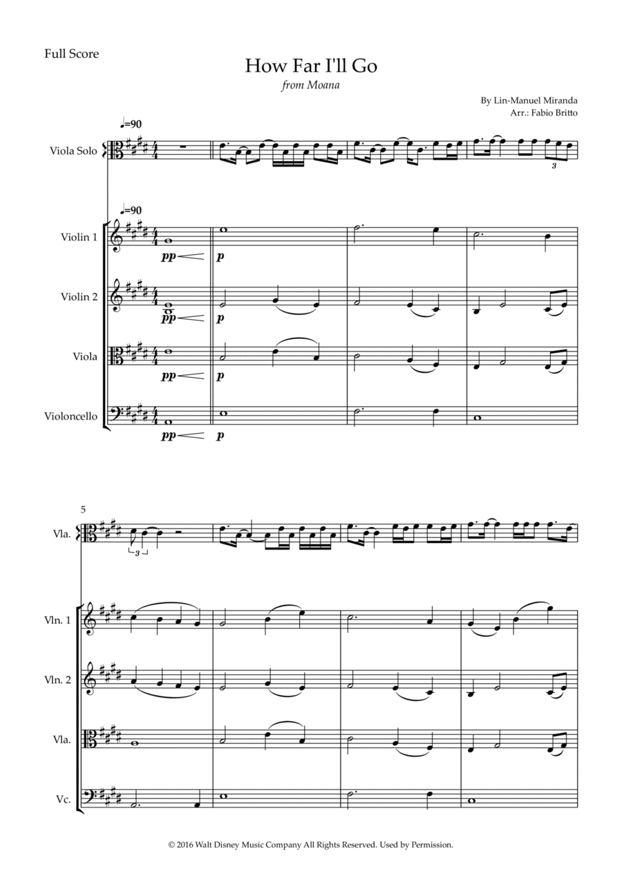How Far I'll Go (arr. Fabio Britto)