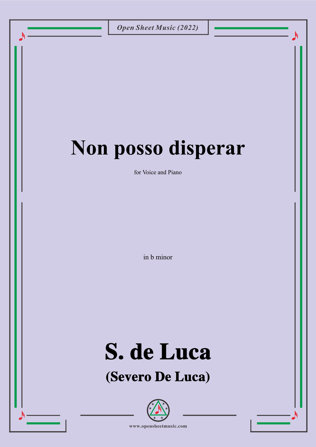 S. de Luca-Non posso disperar,in b minor (arr. OSM Press)