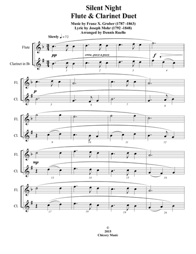 6 Traditional Christmas Carols for Flute and Clarinet Duet - Intermediate level (arr. Dennis Ruello)