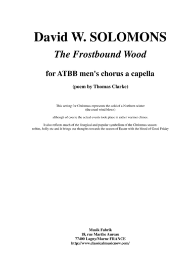 David W. Solomons - The Frostbound Wood for ATBB men's chorus a capella