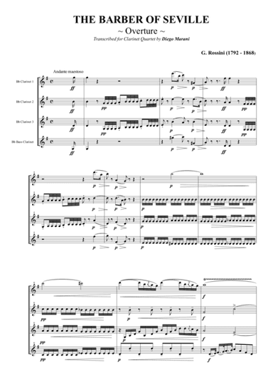 Overture from "The Barber of Seville" for Clarinet Quartet (arr. Diego Marani)