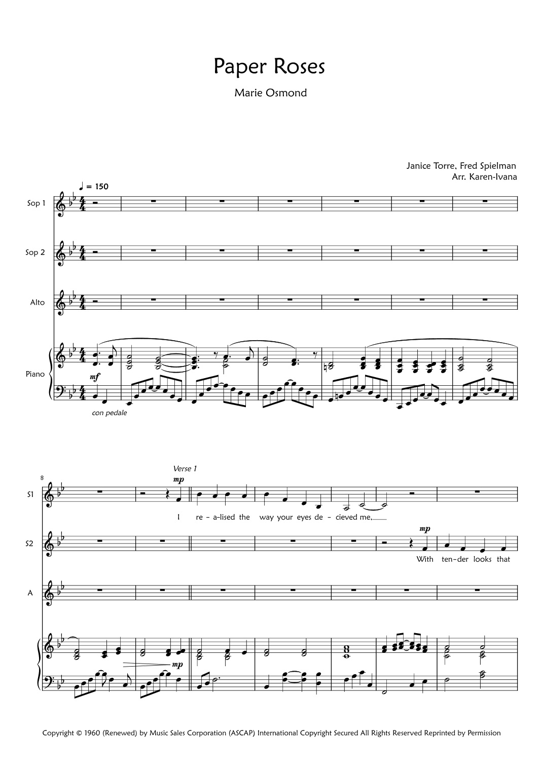 Paper Roses (arr. Karen Ivana)