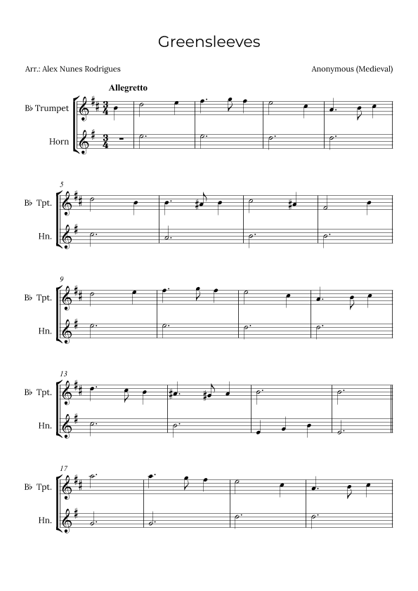 Greensleeves (arr. Alex Nunes Rodrigues)