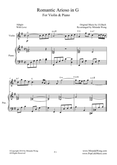 Romantic Arioso in G - Violin and Piano (Romantic Version) (arr. Miranda Wong)