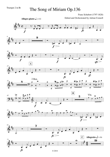 Schubert - The Song of Miriam Op.136 - Trumpet 2 (arr. Adrian Connell)