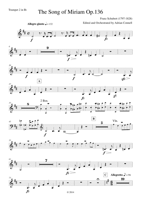 Schubert - The Song of Miriam Op.136 - Trumpet 2 (arr. Adrian Connell)