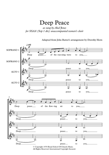 Deep Peace (arr. Dorothy Horn)
