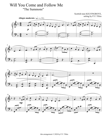 Will You Come and Follow Me ("The Summons") (arr. P. F. Tillen)