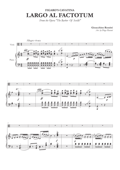 Figaro's Cavatina "Largo Al Factotum" for Viola and Piano (arr. Diego Marani)