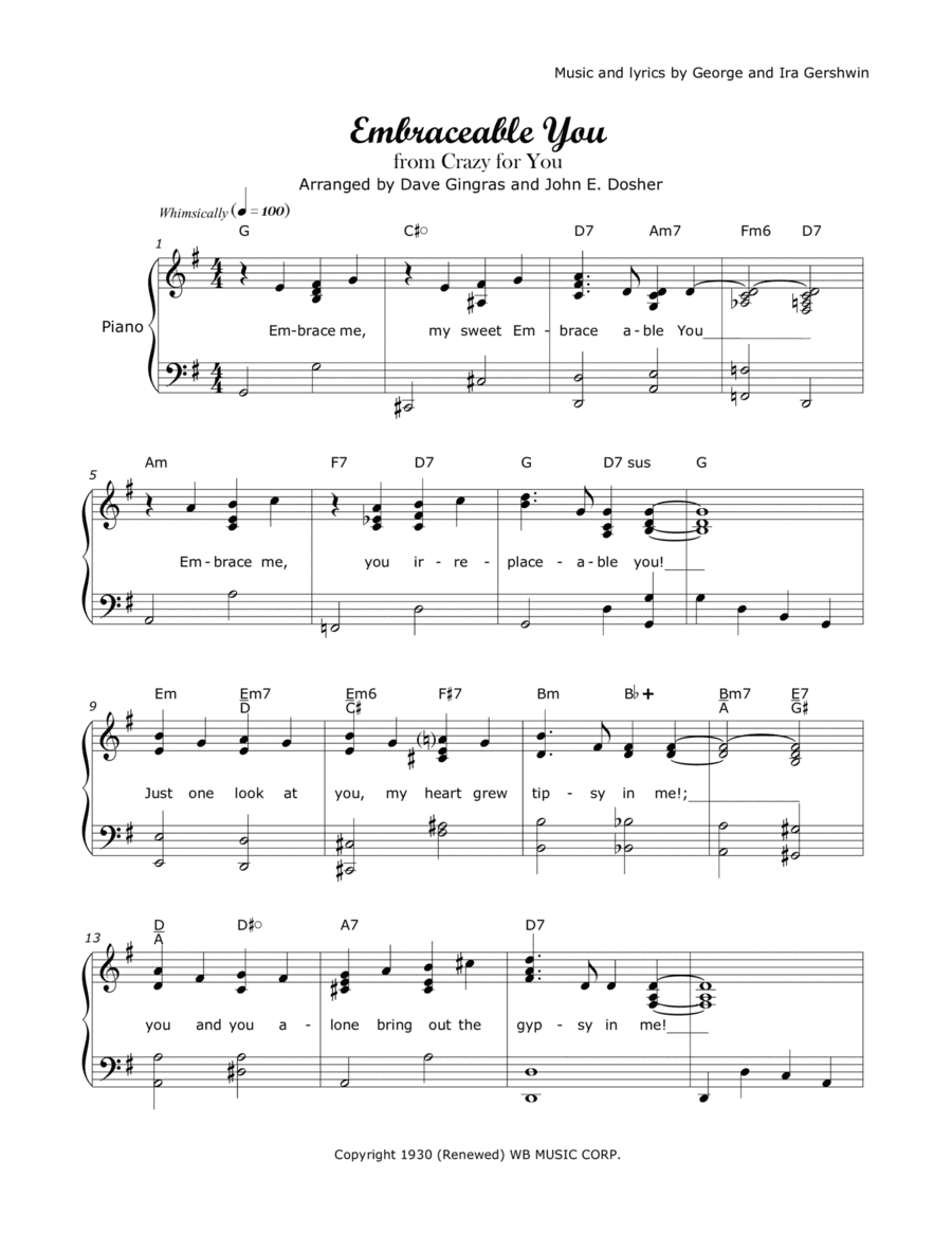 Embraceable You (arr. Dave Gingras, John E. Dosher)