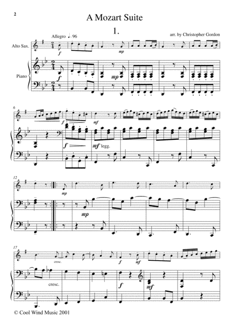 A Mozart Suite (for Alto Saxophone and Piano) (arr. Chris Gordon)