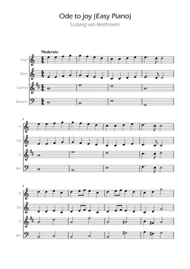 Ode To Joy - Easy Woodwind Quartet (arr. Ygor Nunes)