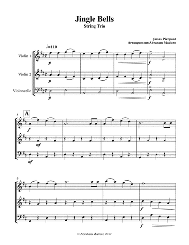 Jingle Bells Two Violins and Cello Trio (arr. Abraham Maduro)