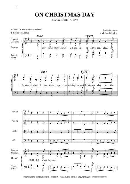 ON CHRISTMAS DAY - Arr. for SATB Choir (arr. Renato Tagliabue)
