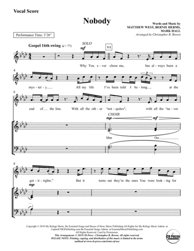 Nobody (arr. Christopher R. Brown)
