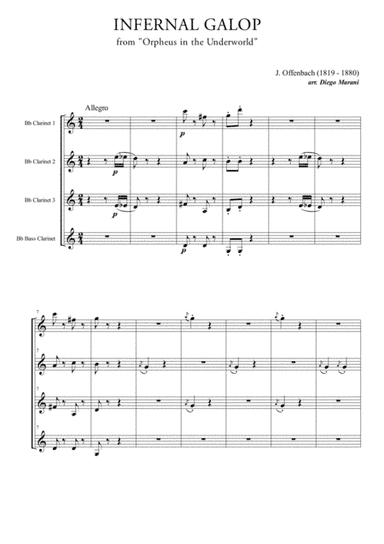 Infernal Galop (Can Can) for Clarinet Quartet (arr. Diego Marani)