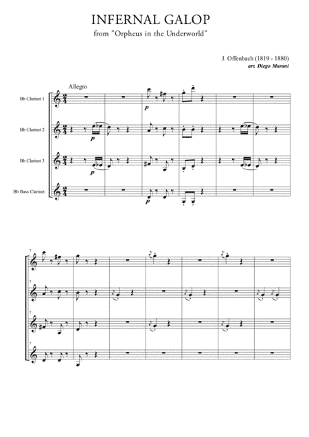 Infernal Galop (Can Can) for Clarinet Quartet (arr. Diego Marani)