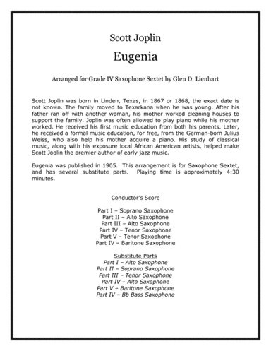 Eugenia (Saxophones) (arr. Glen D. Lienhart)
