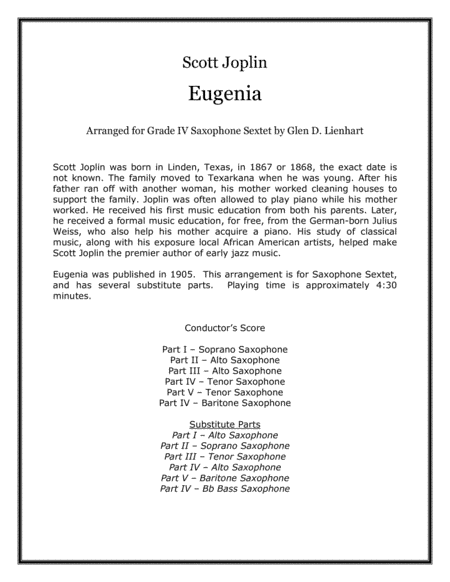 Eugenia (Saxophones) (arr. Glen D. Lienhart)