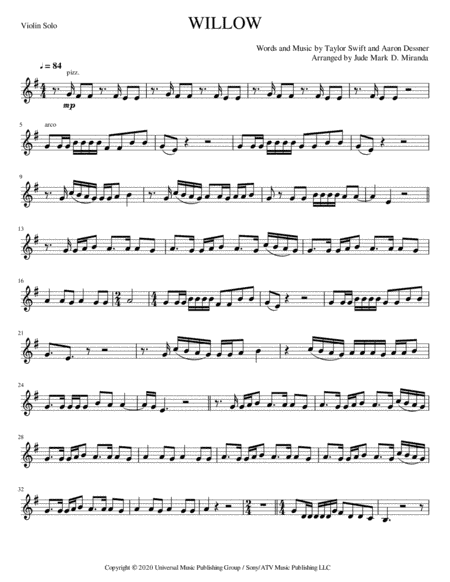 Willow (arr. JUDE MARK D. MIRANDA)
