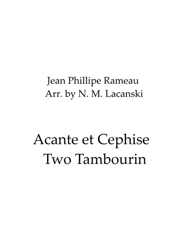 Acante et Cephise - Two Tambourin (arr. Nick M Lacanski)