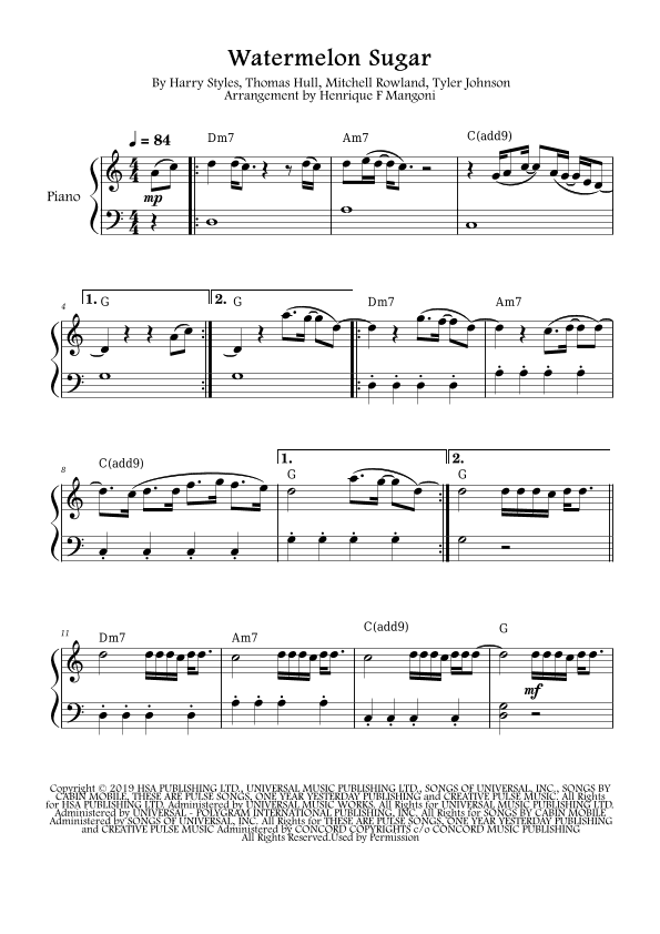 Watermelon Sugar (arr. Henrique F Mangoni)
