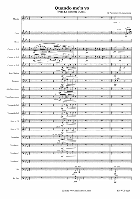 Quando me'n vo from La Boheme (Musetta's Waltz Song) for soprano and concert band (arr. Mark Armstrong)