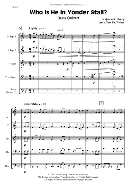 Who Is He In Yonder Stall? (arr. Gert Th. Walter)