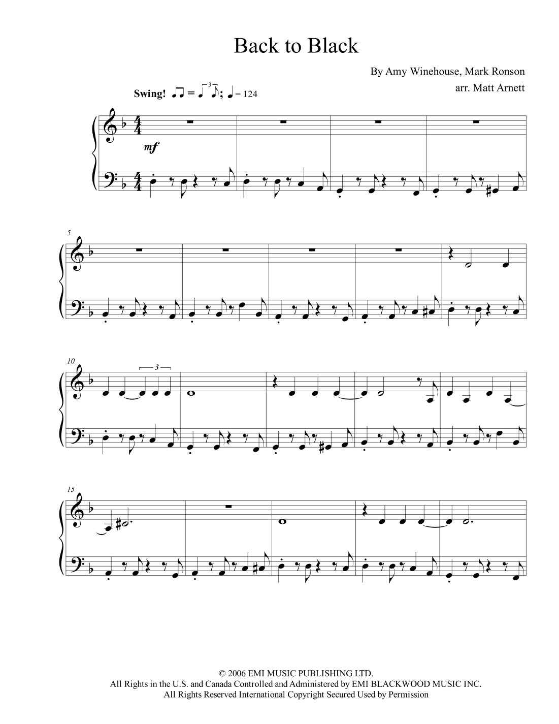 Back To Black (arr. Matt Arnett)