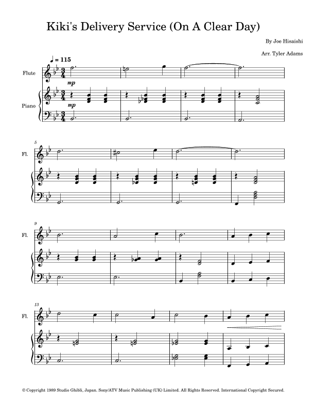 Kiki's Delivery Service (on A Clear Day) (arr. Tyler Adams)