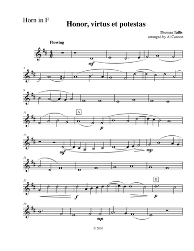 Honor, virtus et potestas (Thomas Tallis for Brass Quintet) (arr. Al Cannon)
