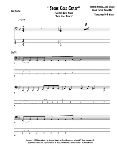 Stone Cold Crazy (arr. Accubass)