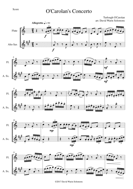 O'Carolan's Concerto for flute and alto saxophone (arr. David Warin Solomons)